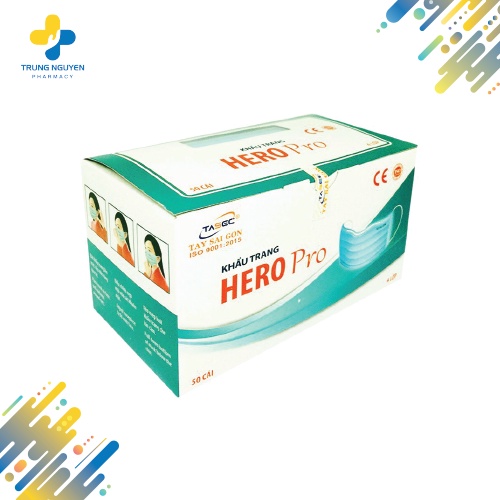 Khẩu trang y tế màu xanh 4 lớp Hero (Hộp 50 cái)