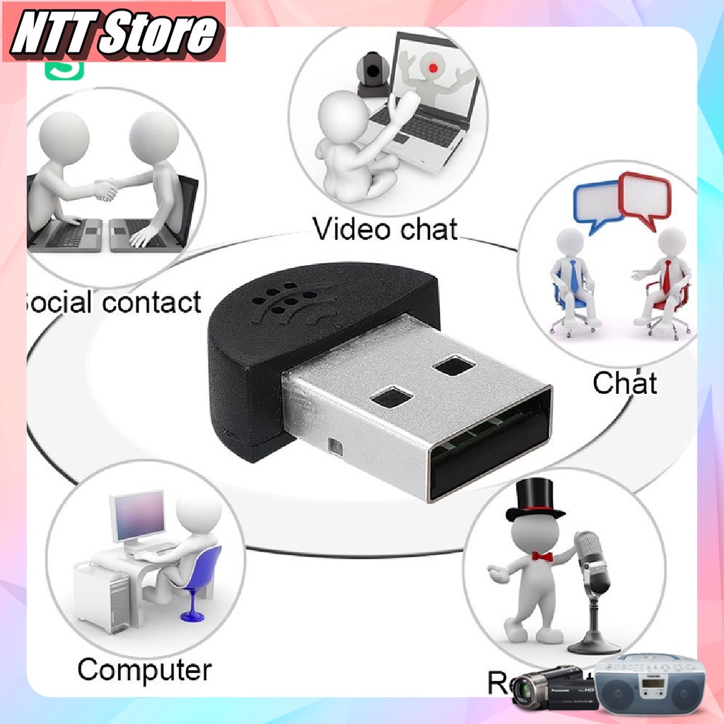 Mic thu âm dạng USB nhỏ tiện dụng dùng trong  HỌC ONLINE / LIVE STREAM / GHI ÂM cho Laptop. PC cổng USB 2.0