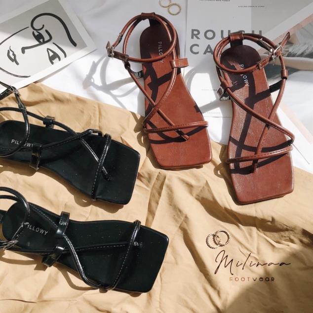 SANDAL NỮ DÂY NGANG MÃNH XỎ NGÓN VÒNG CỔ KHOÁ GÀI Giày dép xinh MYS