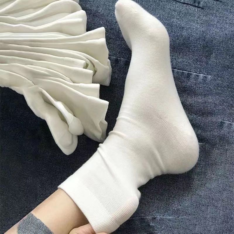 Tất Cotton Phối Ren Trắng Đen Thời Trang Cho Nữ