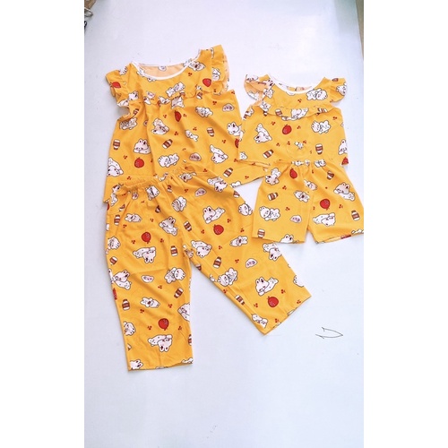 Set lụa mẹ và bé | bộ lửng mẹ 46-70kg