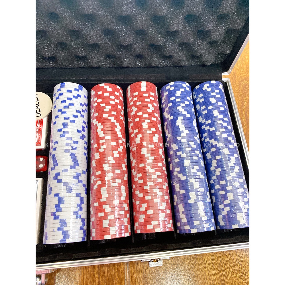 Vali Phỉnh Chip Poker Cao Cấp Hộp Nhôm 500 Chip Không Số Loại Tiêu Chuẩn Las Vegas PK7