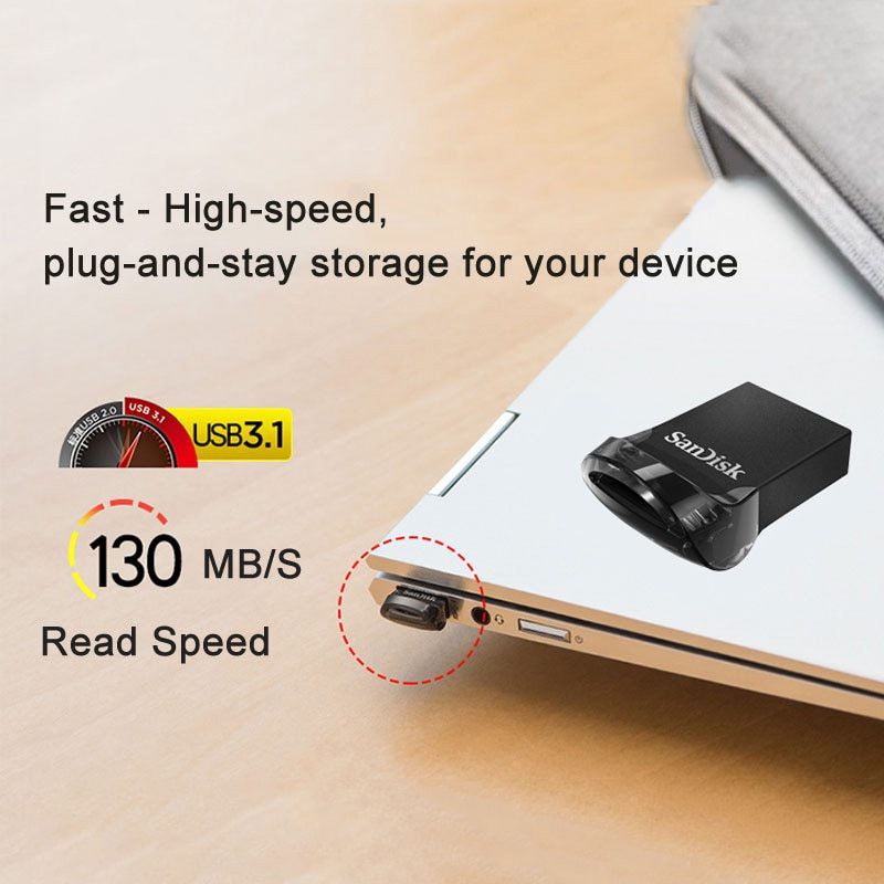 USB 3.1 16GB ~ 128GB Chống Mất Dữ Liệu SanDisk Ultra Fit CZ430 Băng Thông Cực Rộng