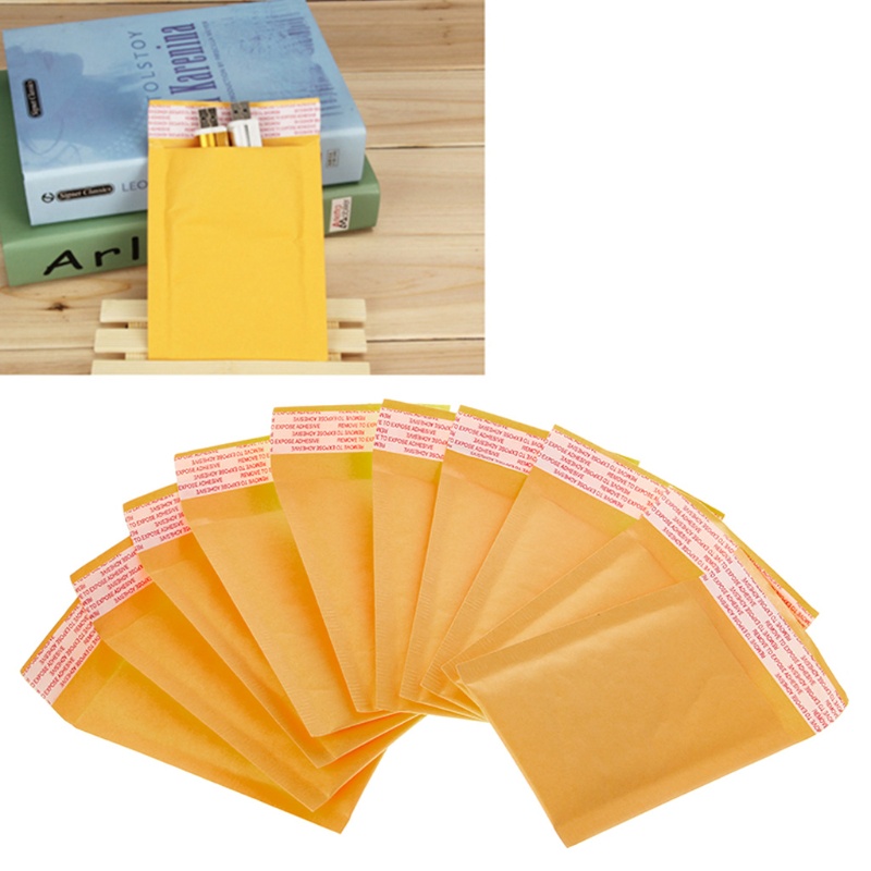 UU Set 10 bao thư giấy kraft đệm bong bóng màu vàng