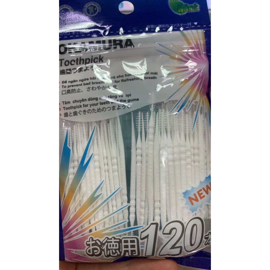 Tăm nhựa nha khoa Okamura nhật bản gói 120 chiếc