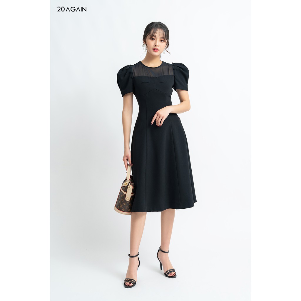 Đầm vải ngắn tay tay bồng phối ngực - 20 AGAIN - DEA0842