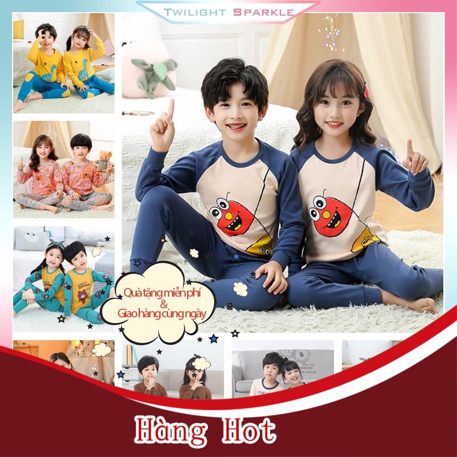 Bộ Đồ Ngủ Tay Dài Bằng Cotton In Hình Thú Hoạt Hình Dễ Thương Cho Bé