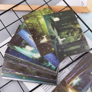 Bộ 30 postcard in hoạ tiết khu rừng dòng suối phản quang kiểu cổ điển độc đáo