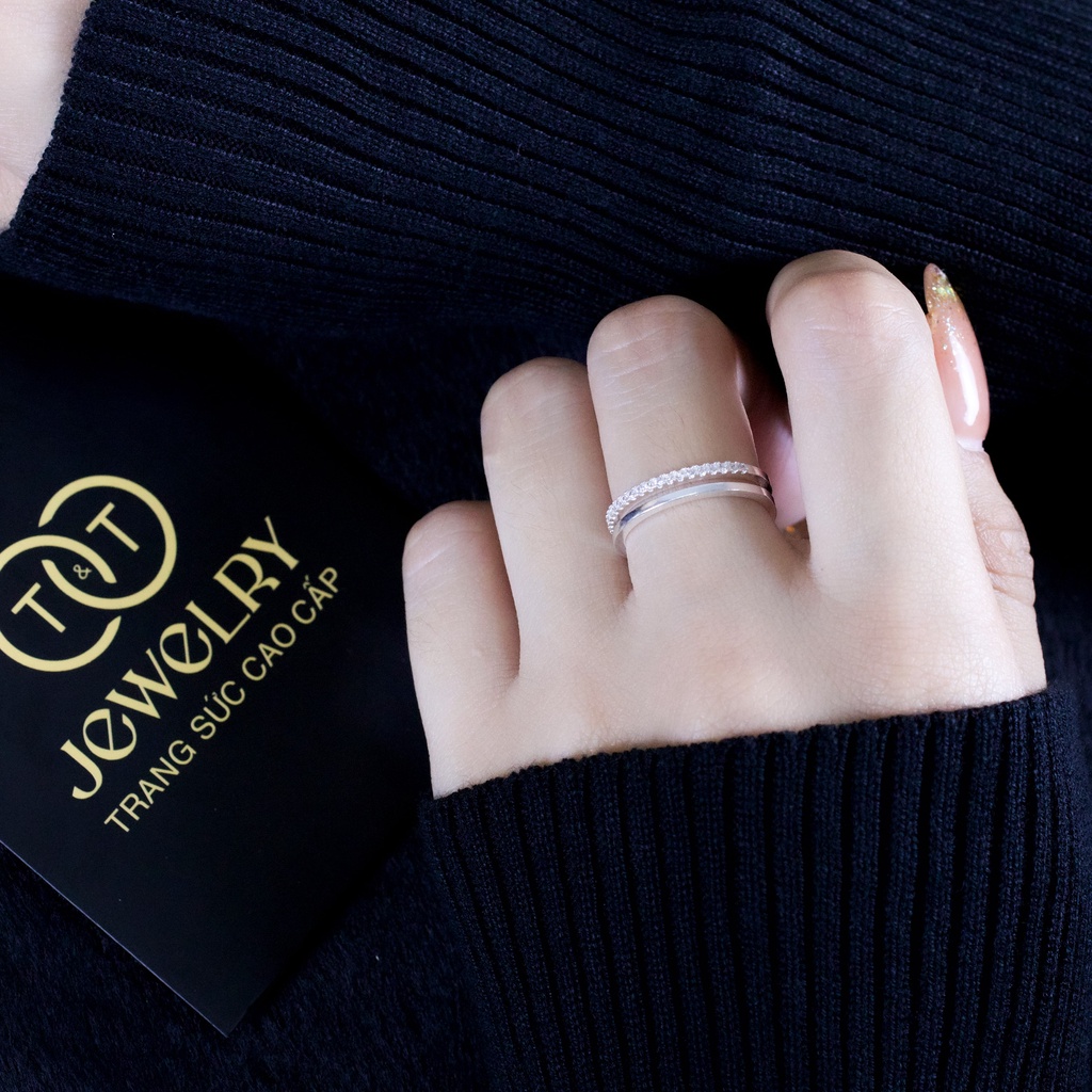Nhẫn Bạc Nữ Vòng Đôi FREESIZE s925 T&T Jewelry cao cấp NN033