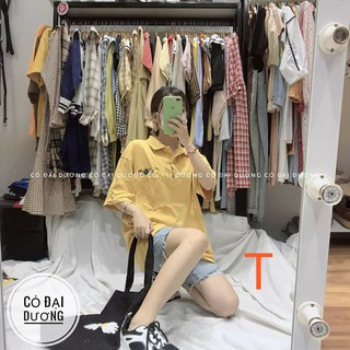 Áo phông nữ tay lỡ-áo polo cổ bẻ cúc cài 4 chú gà