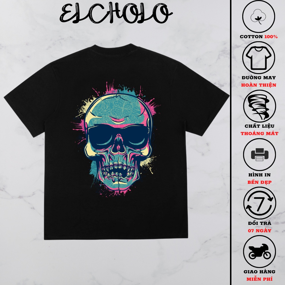 Áo thun unisex ELCHOLO tay lỡ form rộng chất liệu cotton 100% freesize - 004