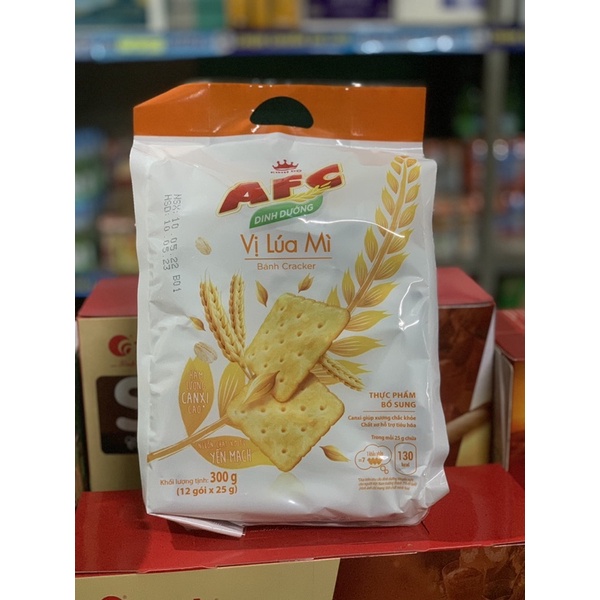 Bánh AFC lúa mỳ túi 300g Kinh Đô, Bánh quy mặn afc 12 gói nhỏ