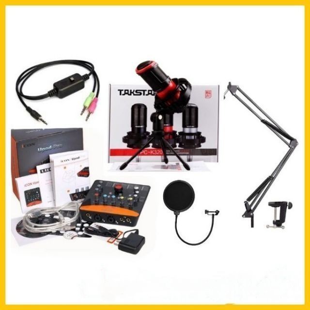ivestream takstar PC-K320, card Upod.Pro icon, dây live MA2, màng lọc âm chân kẹp míc, BH 6 tháng đổi mới