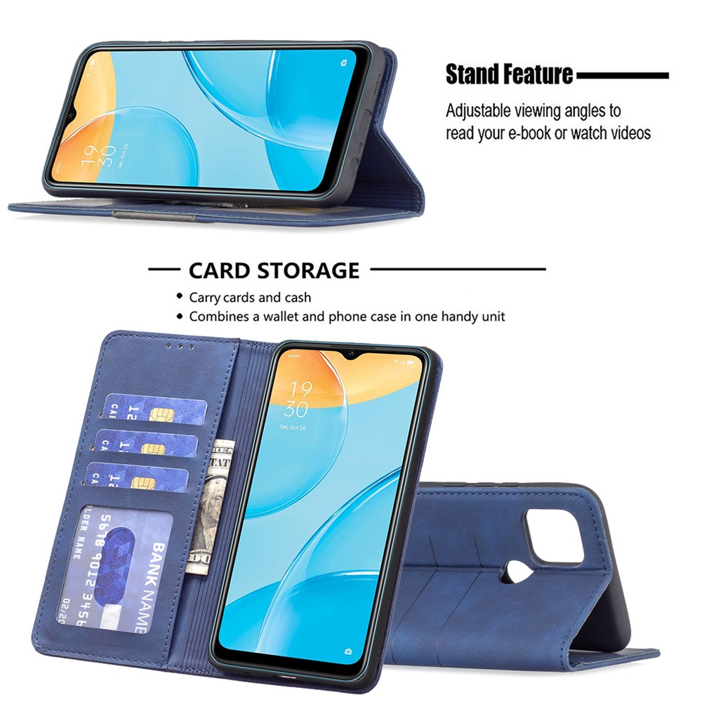 Bao Da Điện Thoại PU Phối TPU Nắp Gập Tích Hợp Ngăn Đựng Thẻ Sang Trọng Cho OPPO A5s A7 A12 A15 A15s A16 A16s A35 AX7