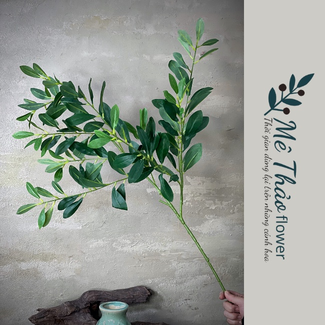 [Ảnh Shop Chụp] Cành Ô Liu Giả- Cành Olive Chất Liệu Lụa Cao Cấp Decor Nhà Cửa, Trang Trí Studio Mê Thảo Flower