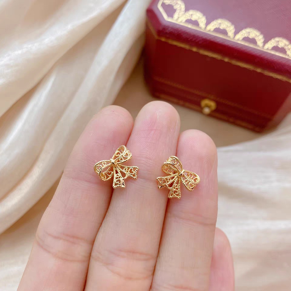 Bông tai bạc nữ DaLiA Jewelry nơ có đôi đủ màu trắng - vàng