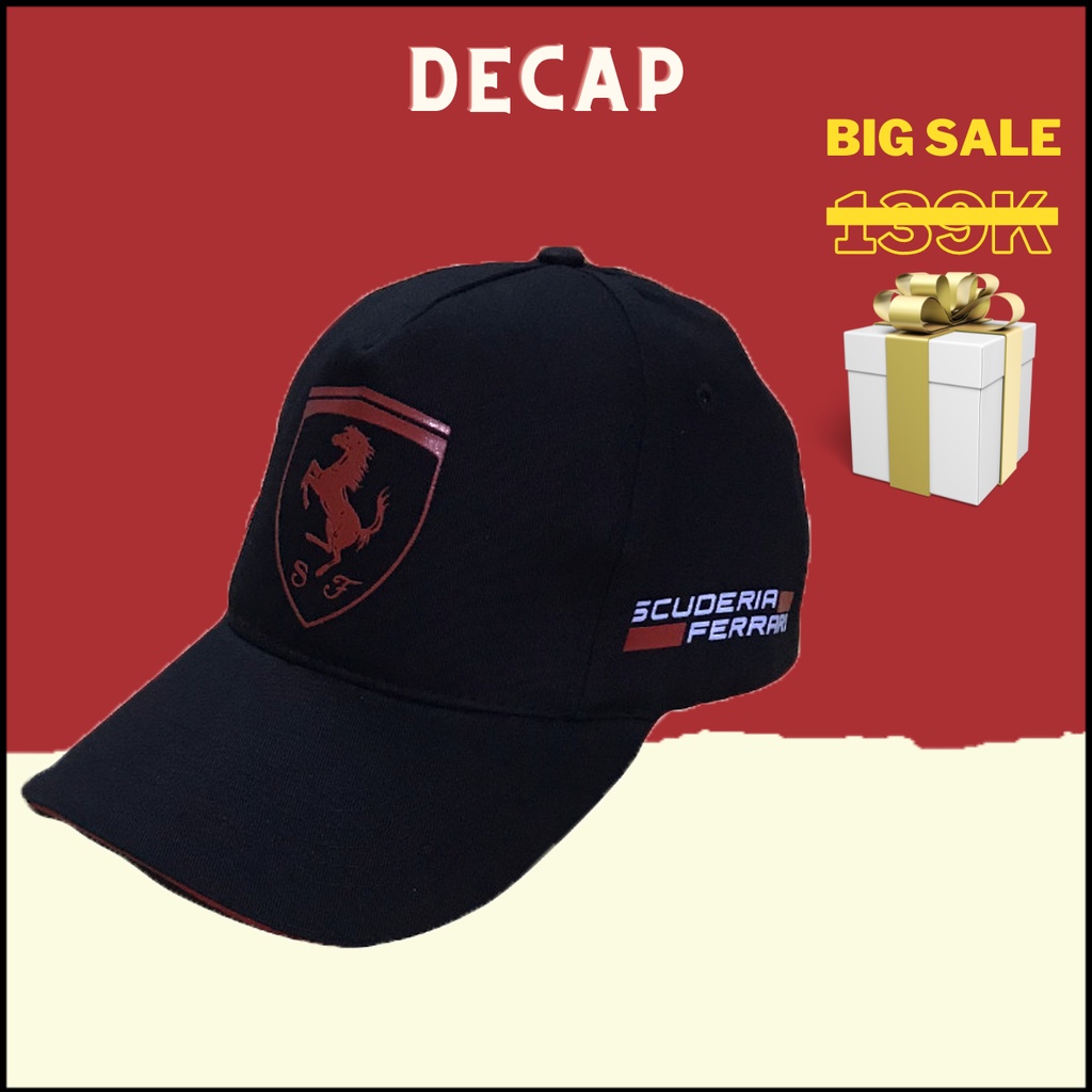 Nón mũ kết lưỡi trai thời trang phom đẹp nam nữ unisex ulzzang chất vải kaki snapback kiểu xe hơi Ferrari đỏ|DECAP SHOP