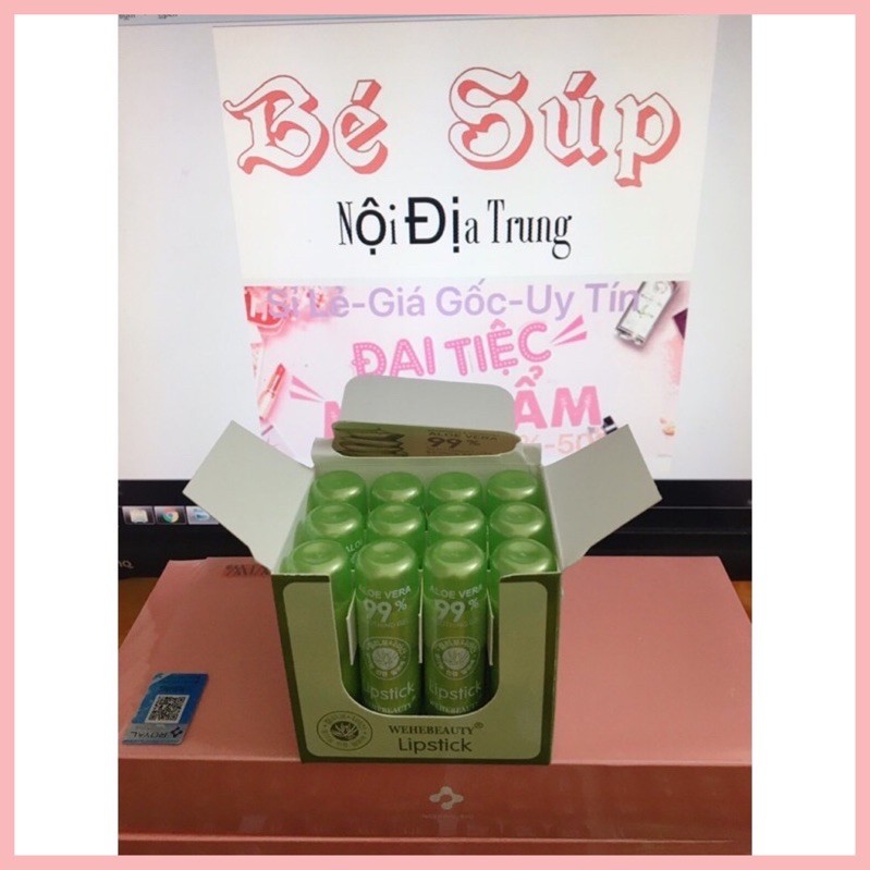 Hộp 12 cây son dưỡng lô hội aloe Vera 99%