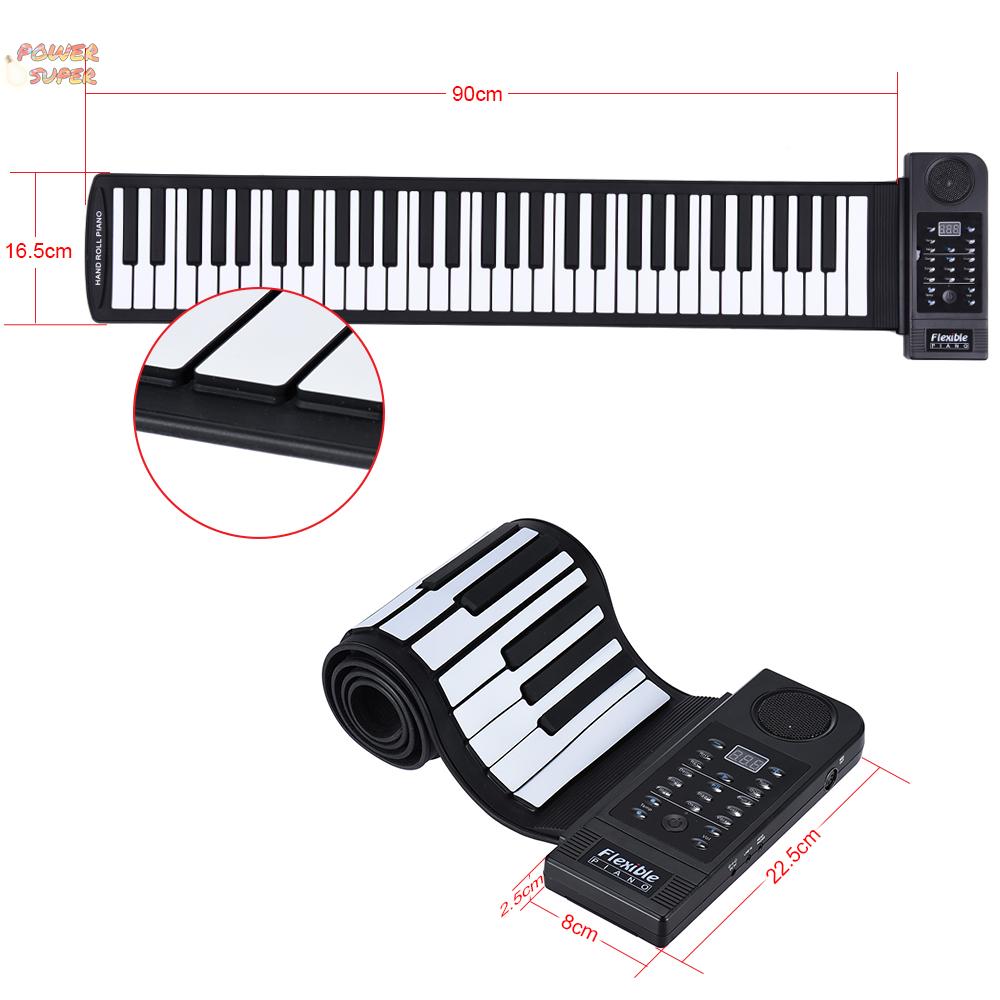 Portable Silicon 61 Keys Roll Up Piano Electronic MIDI Keyboard with Built-in Loud Speaker