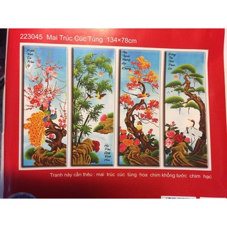 Tranh thêu chữ thập Tùng Cúc Trúc Mai I 134x78cm I 223045