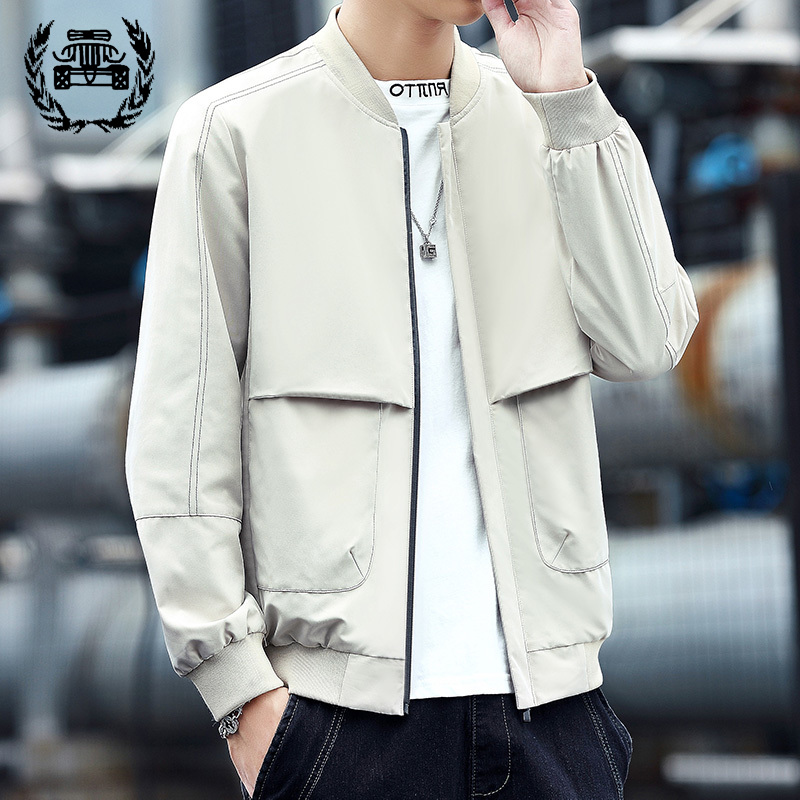 2020 popular jacket men's autumn jacket stand collar jacket white line thin jacket | WebRaoVat - webraovat.net.vn