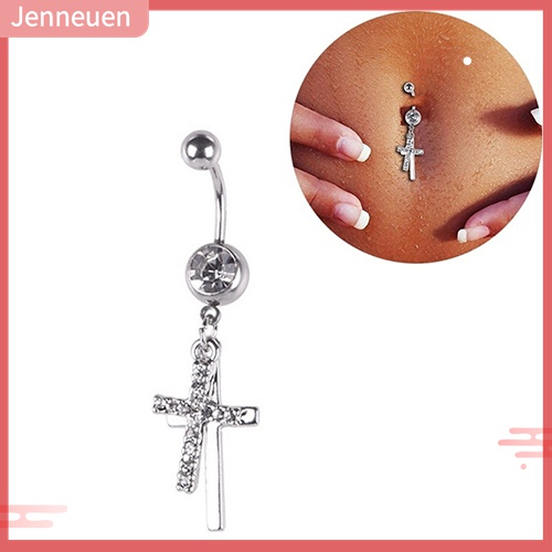 Khuyên Rốn Hình Thánh Giá Đính Đá Nhân Tạo Thời Trang