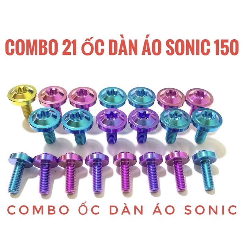 Combo full 24 ốc titan gắn dàn áo honda winner v1 và sonic cực sáng đẹp