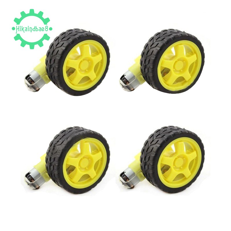 4 Pcs For Arduino Smart Car Robot Tire Wheel with DC 3-6V Gear Motor