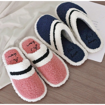Dép Bông Mang Trong Nhà Kẻ Sọc Nhiều Màu Sắc Dành Cho Phái Nữ