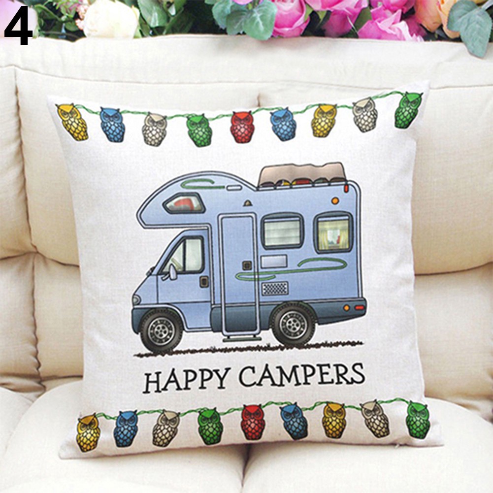 Vỏ Gối Trang Trí Hình Chữ Happy Campers B17