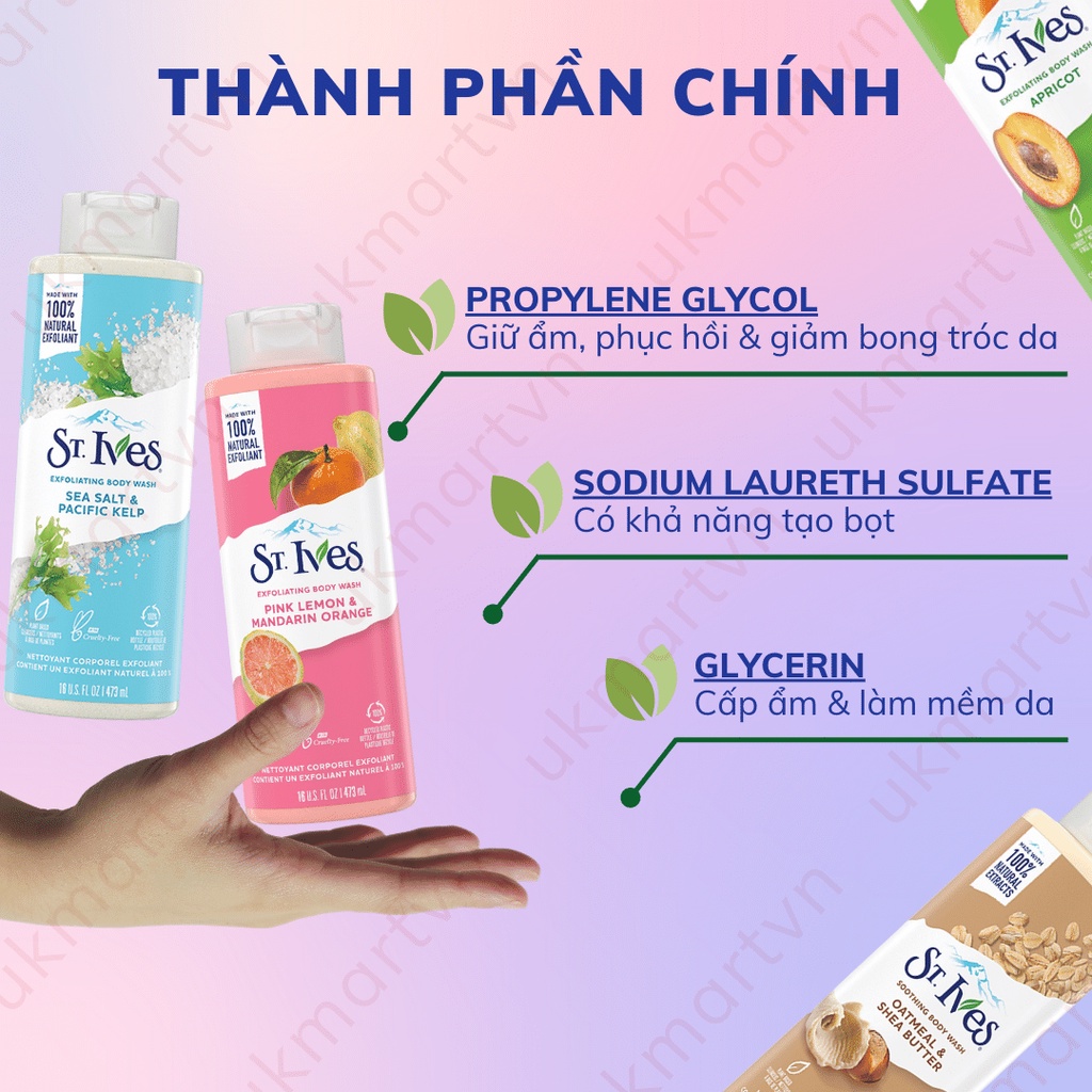 Sữa Tắm St.Ives Dưỡng Da Body Wash 473ml - 650ml