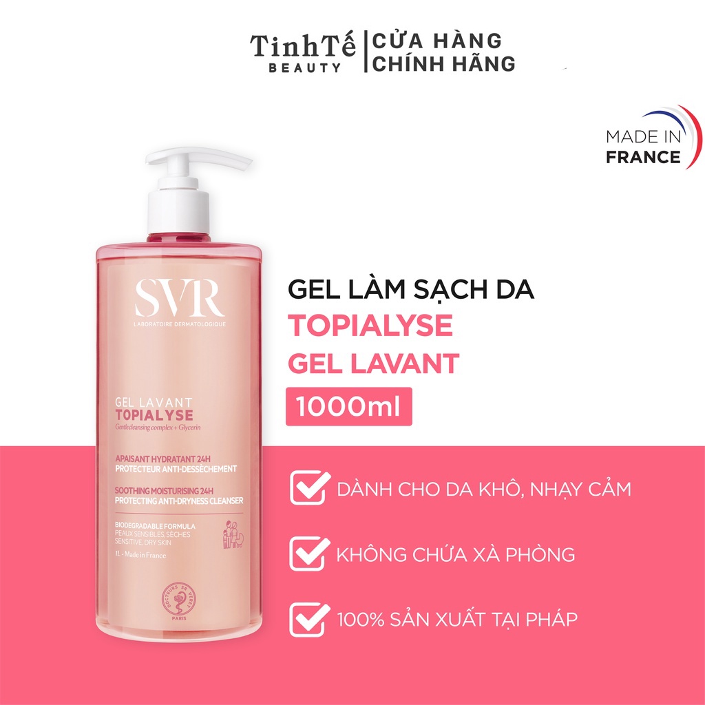 Gel làm sạch dịu nhẹ dành cho da nhạy cảm, da khô và viêm da cơ địa SVR TOPIALYSE Gel Lavant 1L