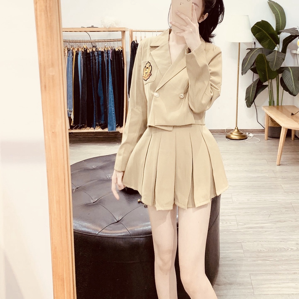 Set Vest kèm chân váy ly,Siêu Phẩm Loại 1 Quảng Châu đang Hottnhaats thị trường hiện nay,Chân váy có lót