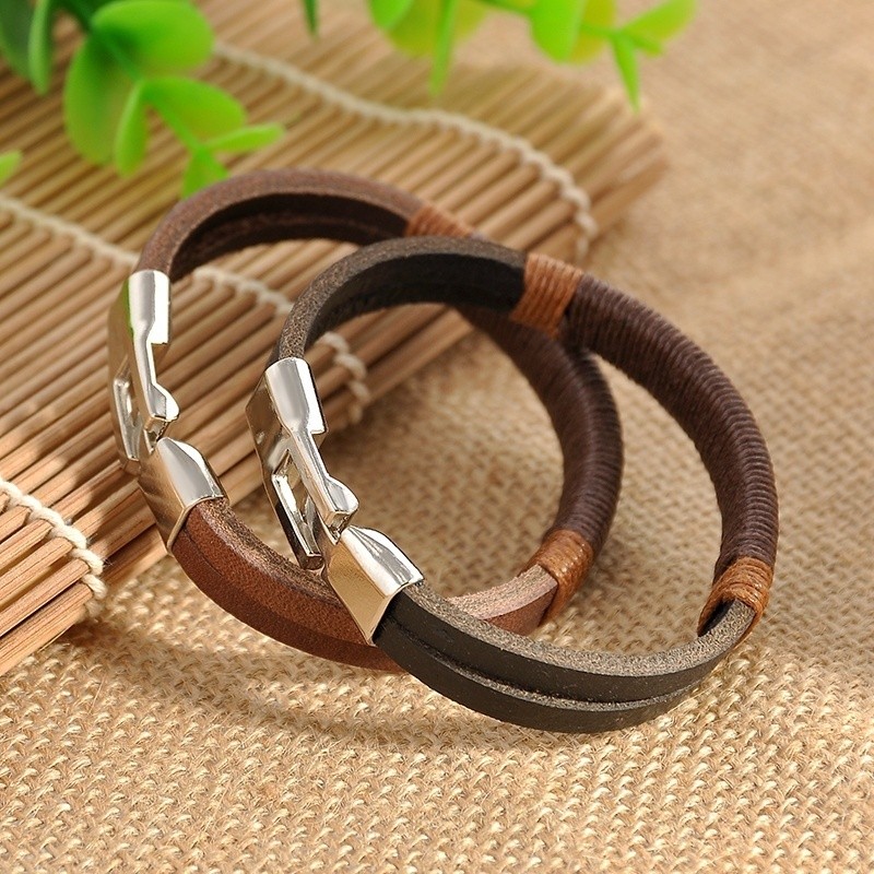 Vòng Tay Da PU Kiểu Cổ Điển Dành Cho Nam Giới