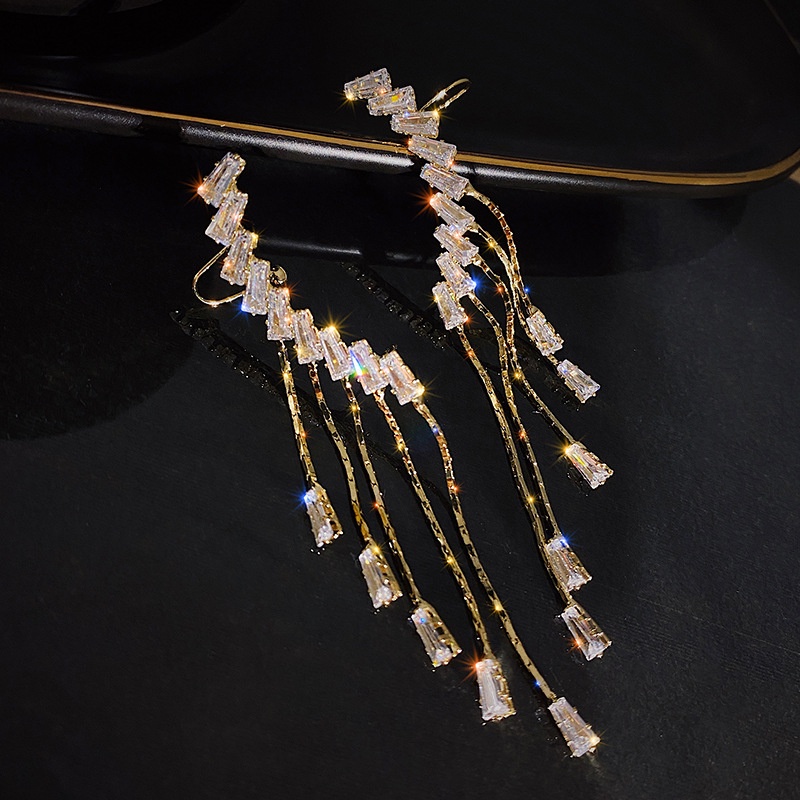 Đôi Bông Tai Dáng Dài Hình Đôi Cánh Đính Đá Xinh Xắn Cho Nữ