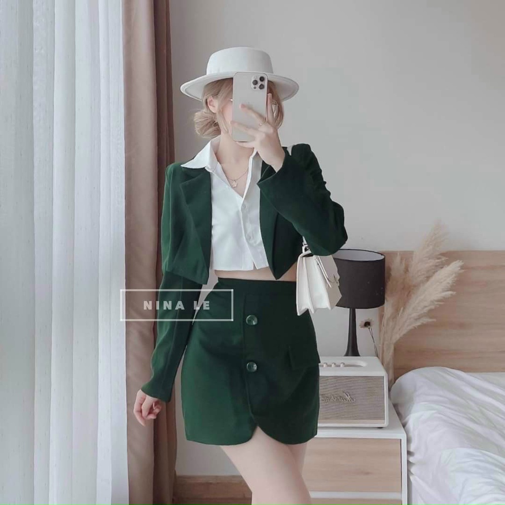 Siêu phẩm set váy nữ ba món chân váy có lót