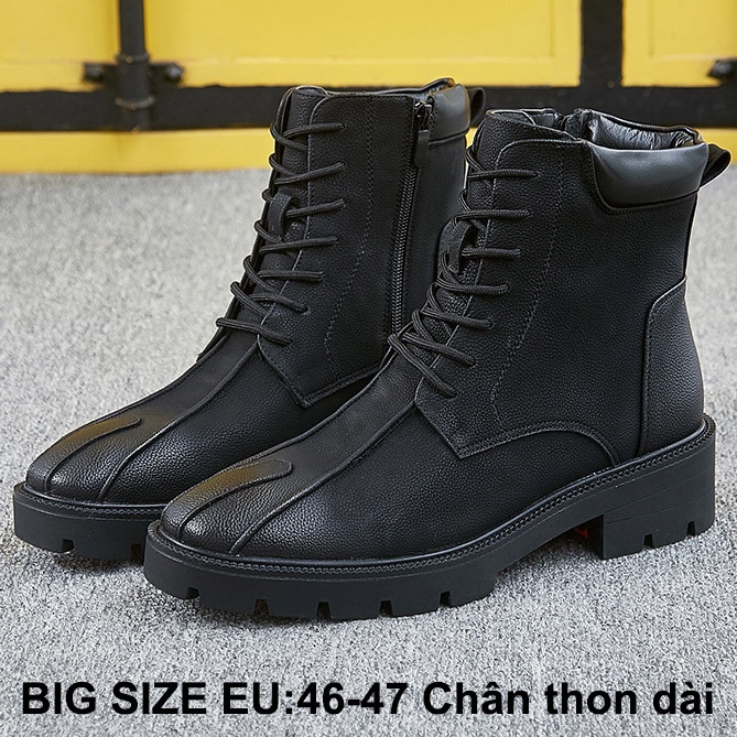 Giày boot (bốt) da bò, giày đốc cổ cao big size cỡ lớn (EU:46-47) cho nam chân to