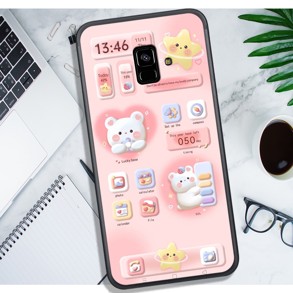 Ốp Lưng Samsung A5 2018 - A8 2018 - A6 2018 - J6 2018  , In Hình Gấu Cute, màu sắc bắt mắt.