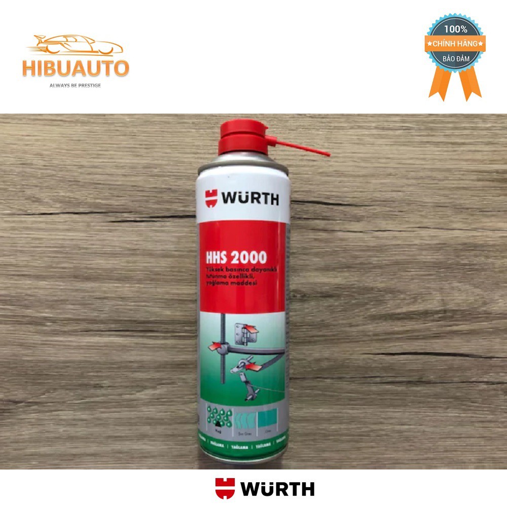 Combo 6 Chai Mỡ Bò Nước Bôi Trơn Chịu Nhiệt Wurth HHS 2000 (500ml) 0893106