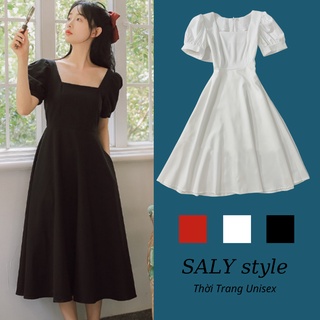 Váy cổ vuông nữ saly tay bồng cộc tay dáng xoè tiểu thư vaycovuongcoc125_p4k13