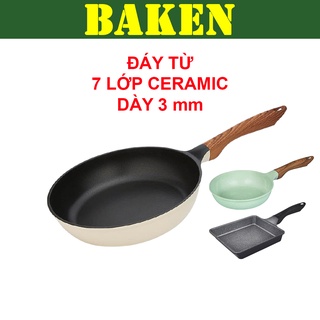 Chảo Rán Sâu Lòng Chống Dính Vân Đá GREEN COOK GCP03 Màu Trắng – GCP06 Màu Xanh – GCS01-1618 - Chảo Đá Bếp Từ – BAKEN