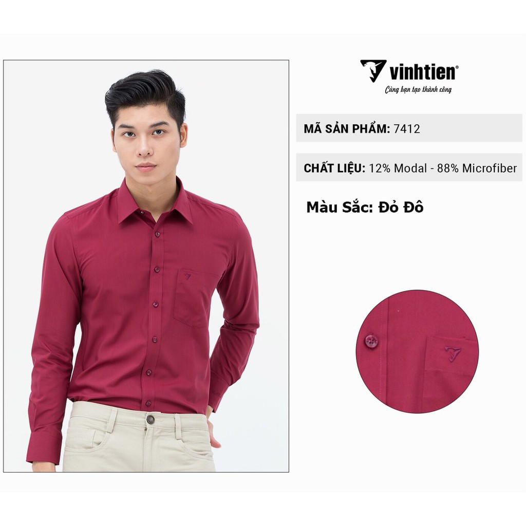 Áo Sơ Mi Nam Dài Tay Dáng Slimfit Vĩnh Tiến Trơn Màu | BigBuy360 - bigbuy360.vn