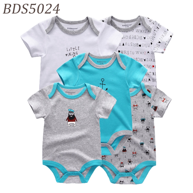 Set 5 Áo Liền Quần 100% Cotton Cho Bé Từ 0-12 Tháng Tuổi