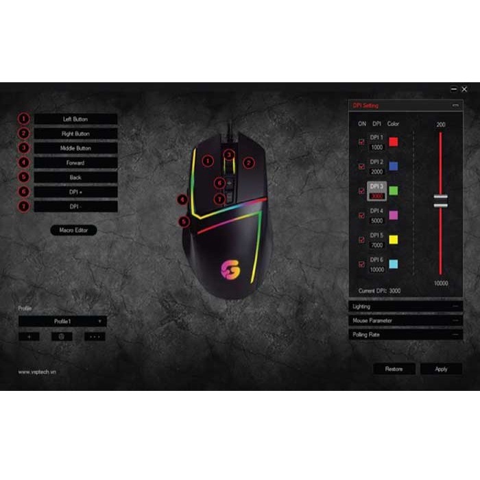 [Gaming Mouse] Chuột chuyên Game cao cấp GIZA R7 Roger Light, Led RGB, DPI 7000, BH 2 năm (Đen) - Nhất Tín Computer