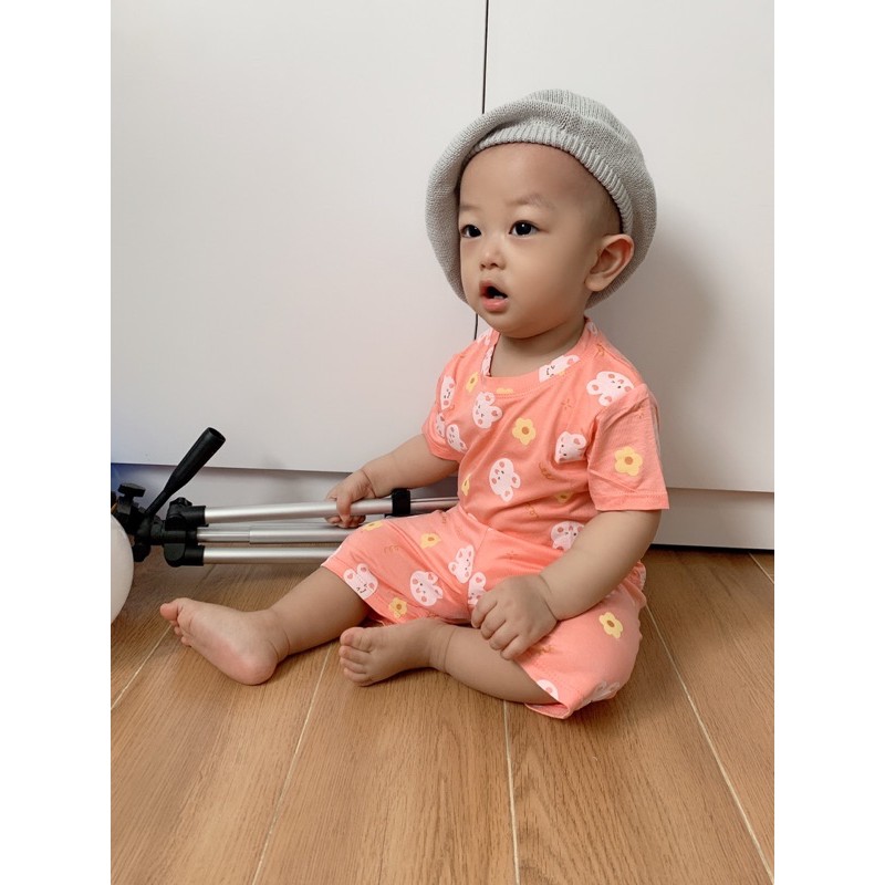 BỘ TAY NGẮN THUN LẠNH MINKYMOM IN HOẠ TIẾT GẤU CƯNG