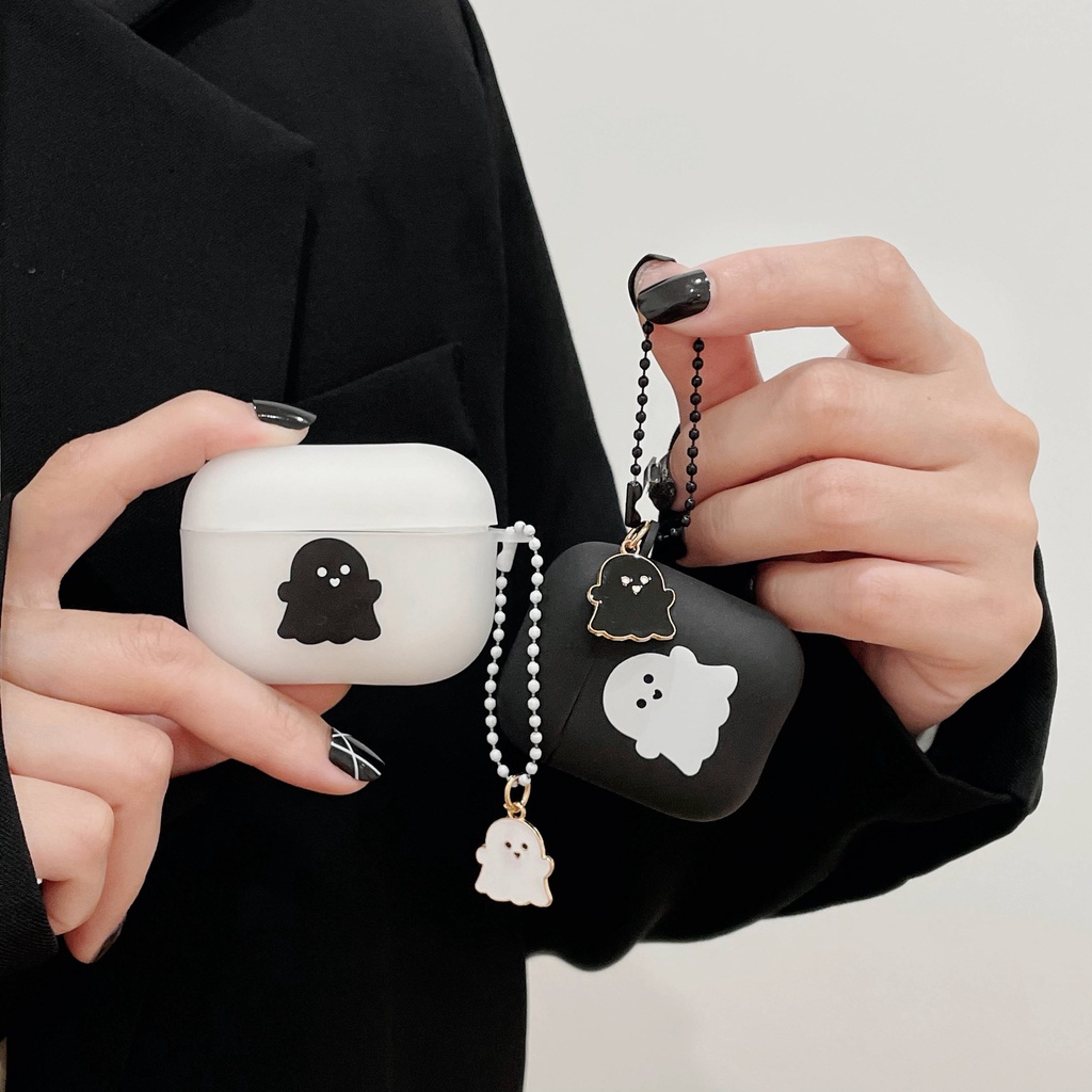 Vỏ Bảo Vệ Hộp Sạc Tai Nghe Airpods 3 Pro 2 3 Họa Tiết Hoạt Hình Ma Dễ Thương Ốp