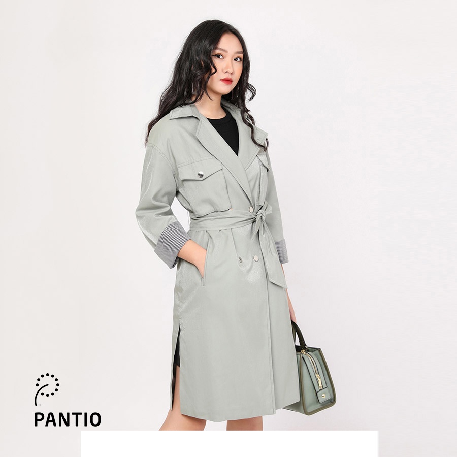 Áo măng tô nữ cổ vest kèm đai FAM9402 - PANTIO