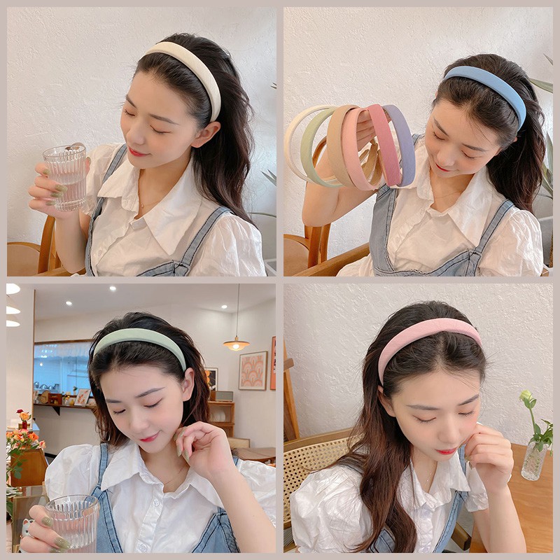 Băng Đô Cài Tóc Màu Trơn Thiết Kế Tinh Tế Cho Nữ