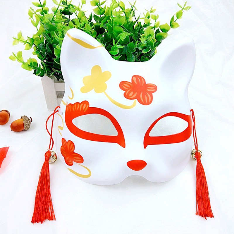 Mặt nạ cáo/mèo vẽ sẵn-Mặt Nạ Hóa Trang Mèo Vẽ Tay Phong Cách Nhật Bản