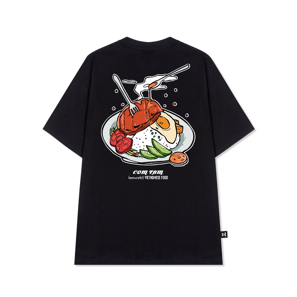 Áo thun món ăn Việt Nam - áo thun Local Brand Teeworld TW x Vietnamese Food - Cơm Tấm Nam Nữ Trắng Đen Form Rộng Unisex
